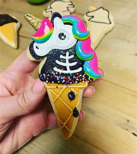 Skeleton Unicorn Ice Cream Cone Cookies Hayley Cakes And Cookies