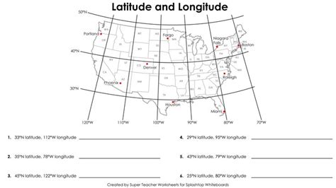 Usa Latitude And Longitude Worksheet Geography Worksheets Map