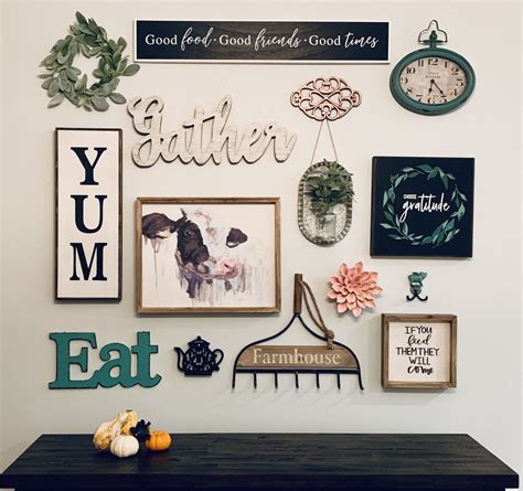Farmhouse kitchen gallery wall - Hobby Lobby, Target, and Michaels | Kitchen decor wall art ...