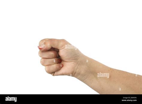 The Woman Hand Macking Clenched Her Fist Isolated On White Background