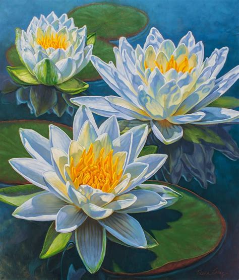 Water Lilies 12 Fire And Ice By Fiona Craig Water Lilies Painting