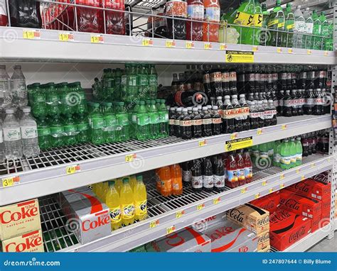 Walmart Retail Store Interior Side View Soda Section Editorial Stock