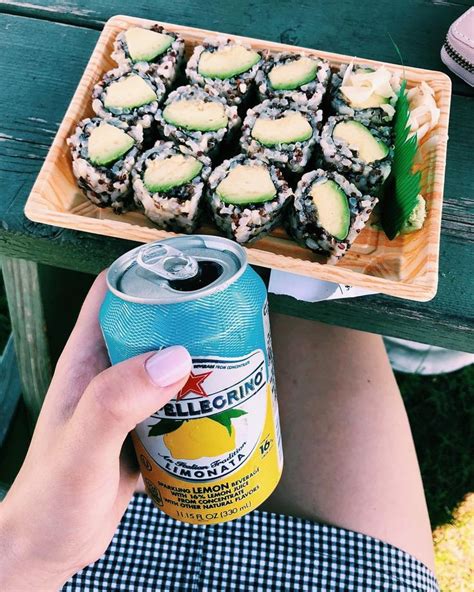Brown Rice Avocado Roll Lemon Soda 🥑🍋 Comment Your Favorite Type Of