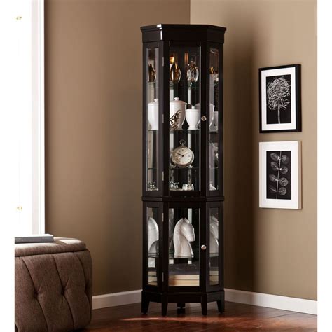 Check out selection of the top 10 best curio cabinets for your home. MCC79060 BLACK LIGHTED CORNER CURIO CABINET | Corner curio ...