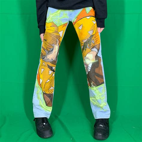 1 Of 1 Cartoon Jeans Anime Custom Hand Painted Handwork Trousers