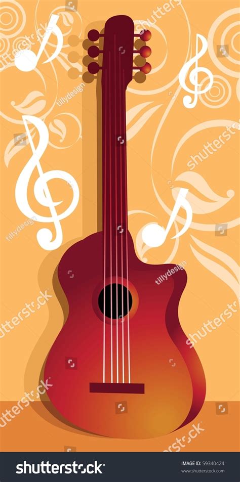 Illustration Violin Music Notes Design Background Stock Illustration