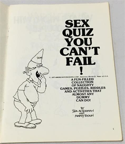 Lot Vintage 1977 Sex Quiz You Can T Fail By Ira And Mary Riskin Alterman