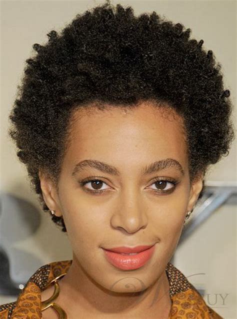 Generally, round faces have softer features with very few sharp angles and measure approximately even in width and height. Short curly afro hairstyles