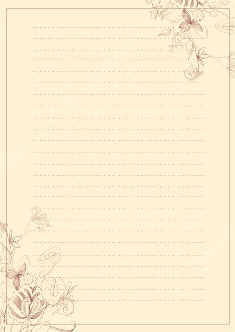 Simple Letter Paper With A Yellow Line Flower Design Page Border