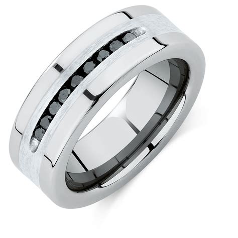 Mens Ring With A 14 Carat Tw Of Enhanced Black Diamonds In Sterling