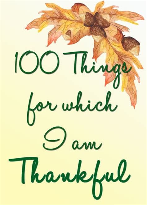 100 Things For Which I Am Thankful