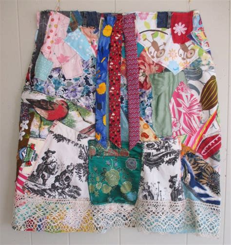 Items Similar To Fabric Collage Clothing Skirt Wearable Folk Art