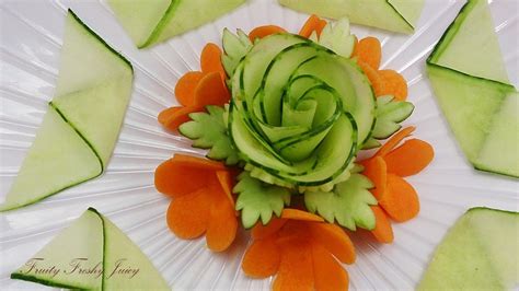 Beautiful Cucumber Rose And Carrot Flower Design Best Vegetable Carving