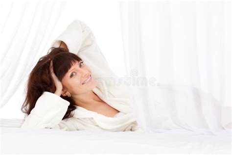 Beautiful Woman Laying On Bed Stock Image Image Of Background Leisure
