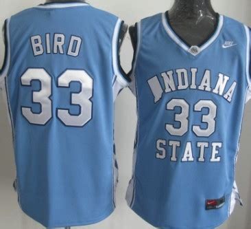 Indiana State Sycamores #33 Larry Bird Light Blue Authentic Jersey on