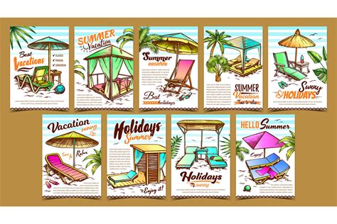 summer vacation advertising posters set vector by pikepicture thehungryjpeg