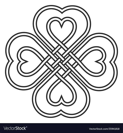 Celtic Heart Knot In The Shape Of A Clover Leaf Bringing Good Luck And