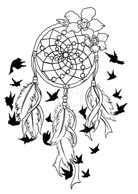 Dreamcatcher to print and color : Dreamcatcher Birds of a Feather Tattoo by ~Metacharis on ...