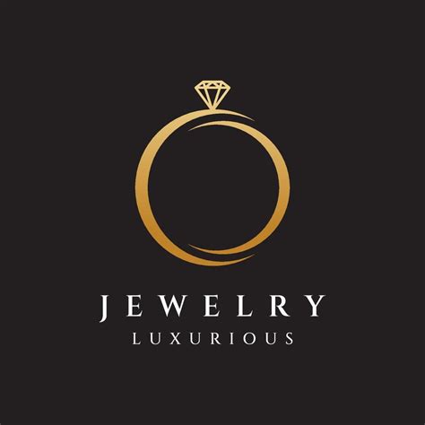 Jewelry Ring Abstract Logo Template Design With Luxury Diamonds Or Gems