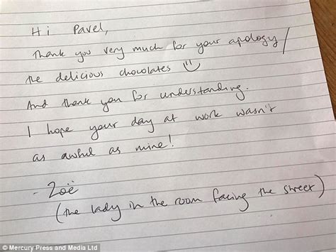 Angry Neighbour Receives Grovelling Letter And Chocolates Daily Mail
