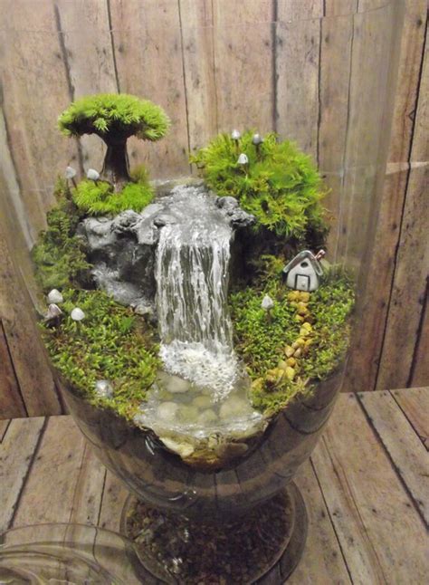 Amazing Huge Waterfall Terrarium With Raku Fired Miniature
