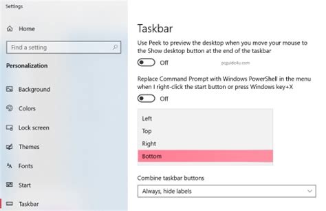 Change Taskbar Location In Windows 7 81 And 10 Pcguide4u