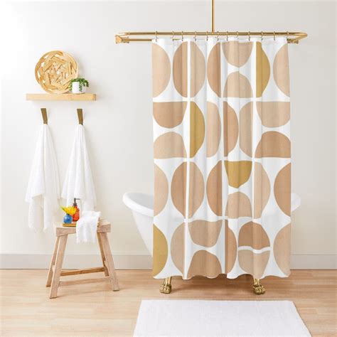 Mid Century Modern Geometric Pattern Shower Curtain By Miss Belle In
