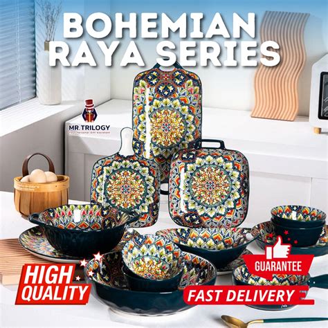 Jual Mangkok Piring Saji Bohemian Raya Series Set Keramik Mangkuk Mie