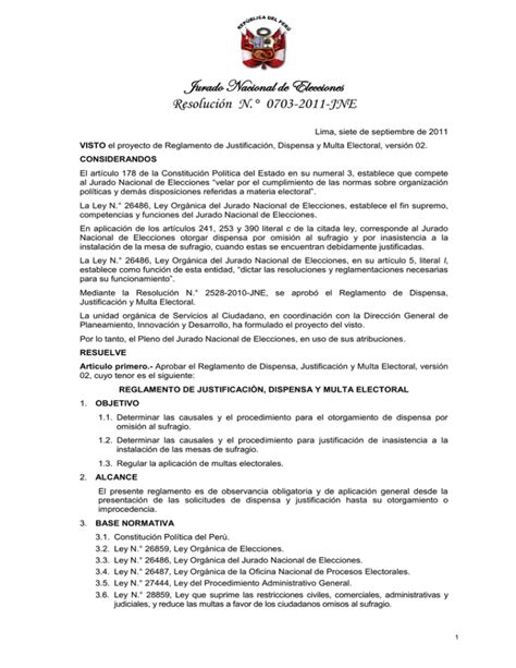 Resolución N 0703 2011 JNE Consulado General del Peru en