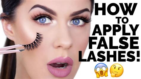 how to apply false eyelashes for beginners easy and fast youtube