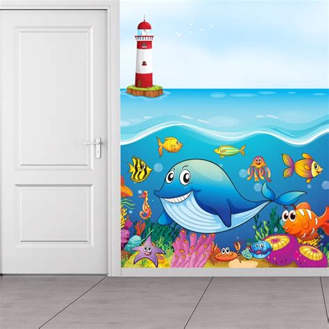Sie suchen eine tapete in einem bestimmten stil oder passend zu einem thema? Unter dem Meer Fototapete Ozean Tiere Tapete Kinderzimmer ...