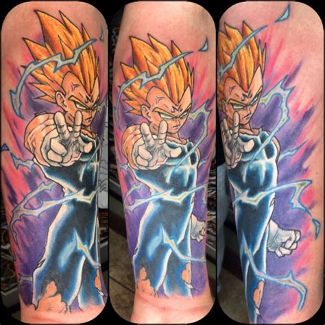 Vegeta From Dragon Ball Z By Dave Lopez Half Sleeve Tattoo Back Tattoo