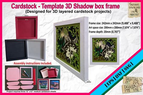 3d Cardstock Paper Shadow Box Template For Layered 3d Art
