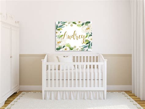 Floral Nursery Wall Art Canvas Greenery Baby Girl Floral Etsy