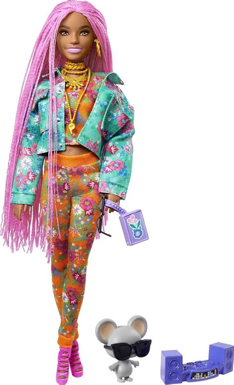 Amazones Barbie Extra Doll 10 In Floral Print Jacket And Jogger Set