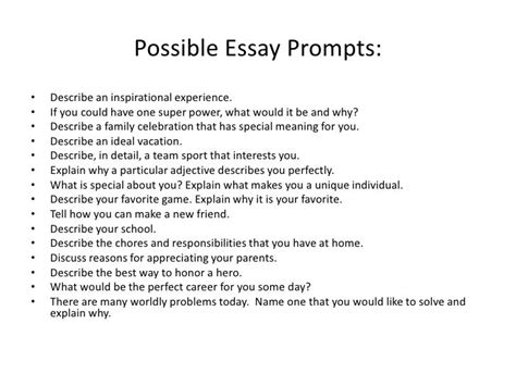 One Paragraph Essay Prompts