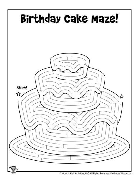 Birthday Cake Maze Worksheet For Kids Woo Jr Kids Activities