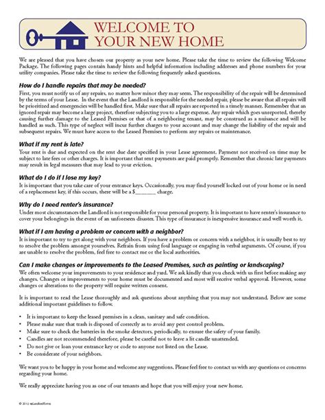 Tenant Welcome Letter Ez Landlord Forms Being A Landlord Rental
