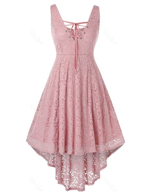 26 Off Plus Size Lace High Low Sleeveless Dress Rosegal