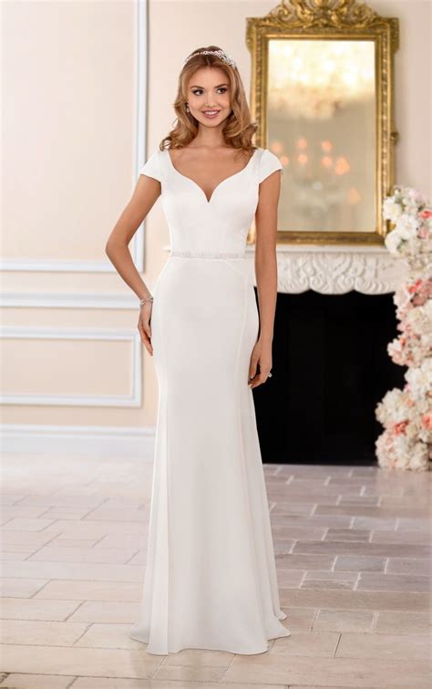 Simple Cap Sleeve Wedding Dress With Open V Back Stella York York