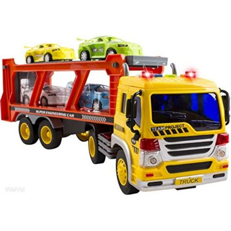 Wolvol Car Carrier Truck With Light And Sound Effects Vehicle