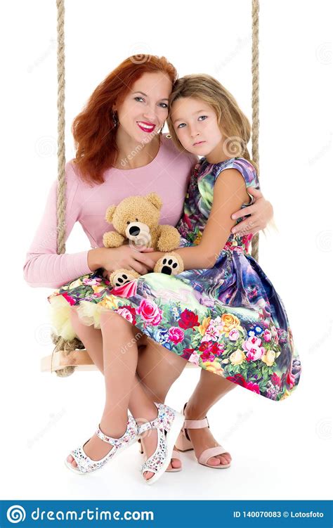 Mom And Daughter Swinging On A Swing Stock Image Image Of Baby