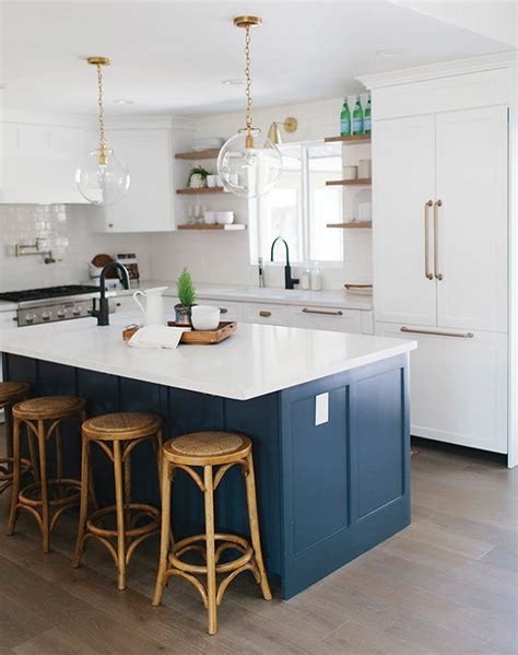 Blue and white kitchen tiles for backsplash. 10 Navy Blue Cabinets You'll Fall in Love With - PureWow