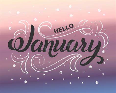 Typographic Composition With Lettering Hello January Inside Stock