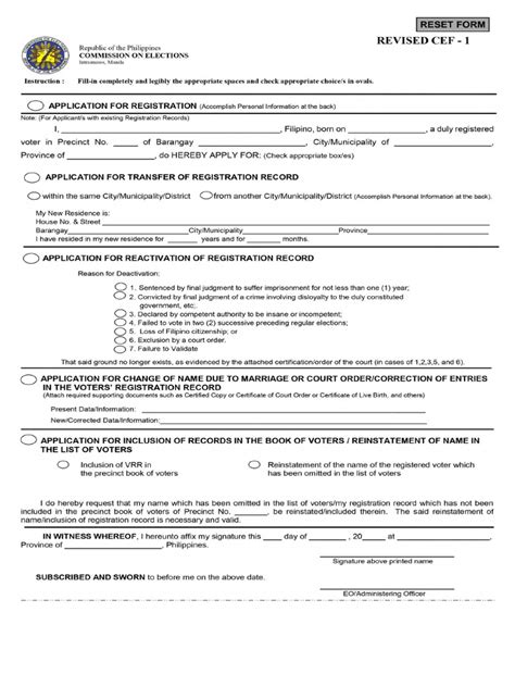 Comelec Registration Form Pdf