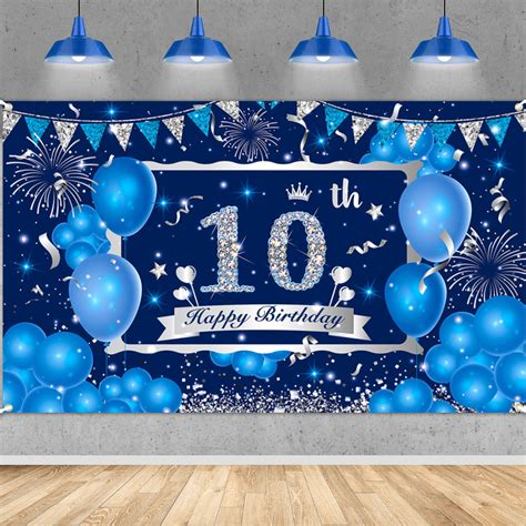 Buy Blue 10th Birthday Decorations Banner For Boys Girls Double Digits