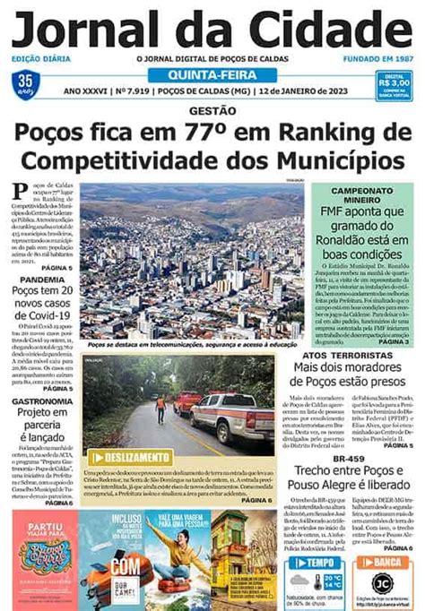 Jornal Da Cidade 12 De Janeiro De 2023 Jornal Da Cidade Notícias De Poços De Caldas E Região