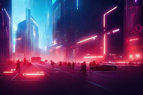 Fondo Colorido De La Ciudad Del Metaverso De Cyberpunk Arte Conceptual