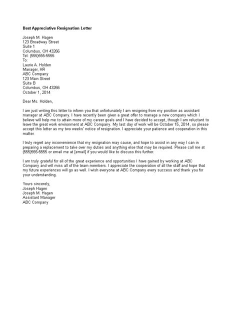 Best Appreciative Resignation Letter How To Create A Best