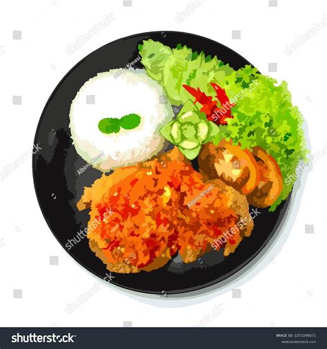 Ayam Geprek Indonesian Food Crispy Fried Stock Vector Royalty Free